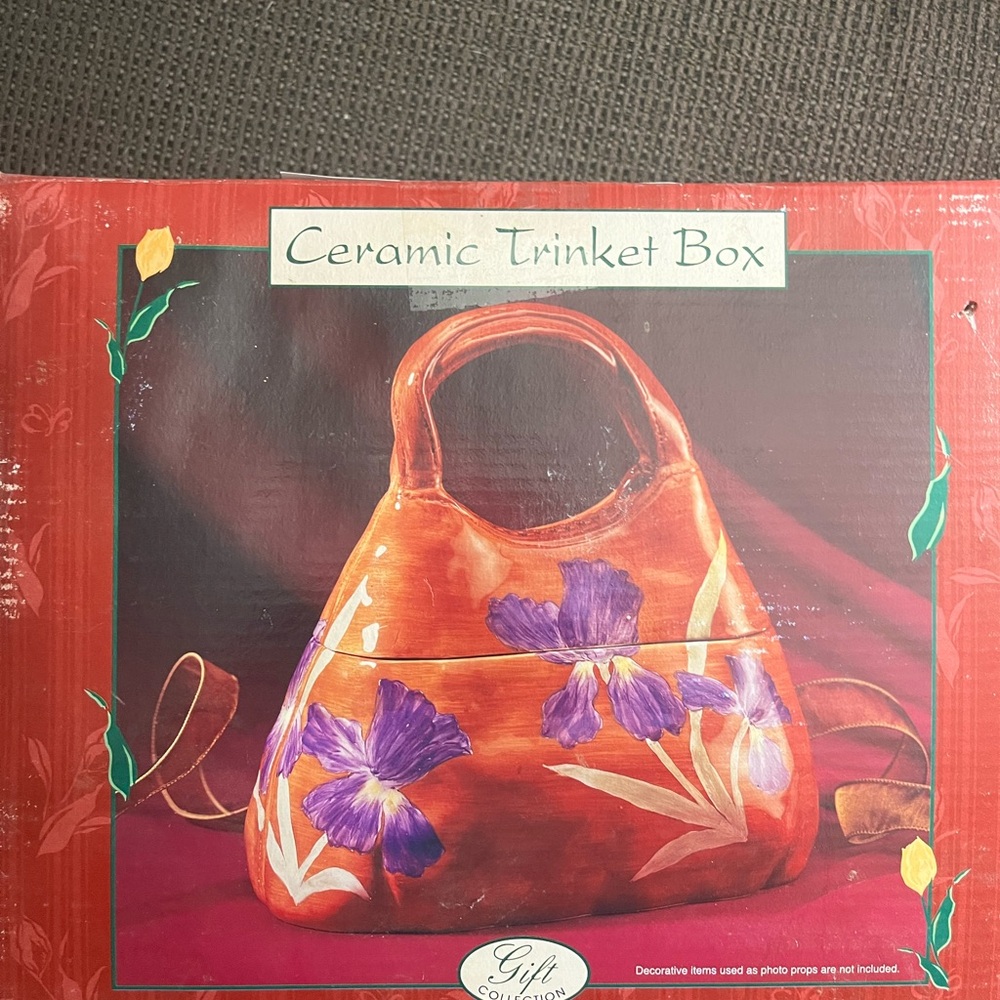 Gift Collection Purple Floral Ceramic Handbag Box